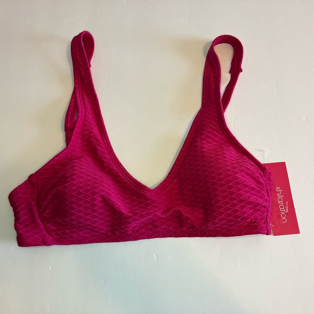 Xhilaration Women's Bright Pink Bikini Top, Size Small Textured C663